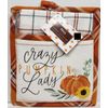 2 pc Kitchen Set: 1 Jumbo Potholder & 1 Towel, PLAID FALL, CRAZY PUMPKIN LADY,HL