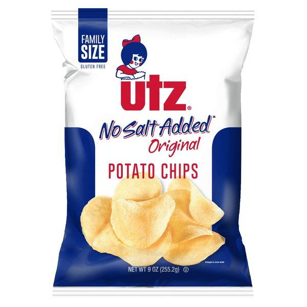 UTZ No Salt Added Original Potato Chips 9.5 Ounces (4 Bags)