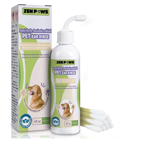 Zenpaws Dog and Cat Ear Cleaner Solution – Ear Drops - - Advanced Veterina