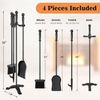 Fireplace Tools Set 4 Pcs 30 Inch Black Wrought Iron Large Fire Tool Set for Out