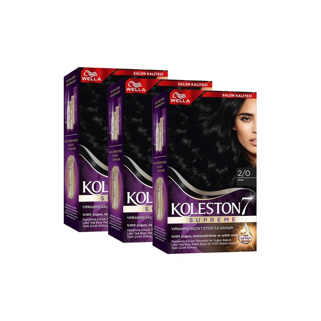 Wella Koleston Supreme Saç Boyası 2/0 Siyah x3' li Set