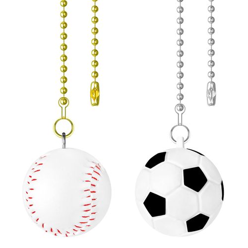 SHIFANQI Ceiling Fan Pull Chain, 2 Pack Baseball & Football Fan Pull Chain Extension,12 Inches Ball Beads Decorative Fan Pull Extenders with Connector for Ceiling Fan Light and Lamp