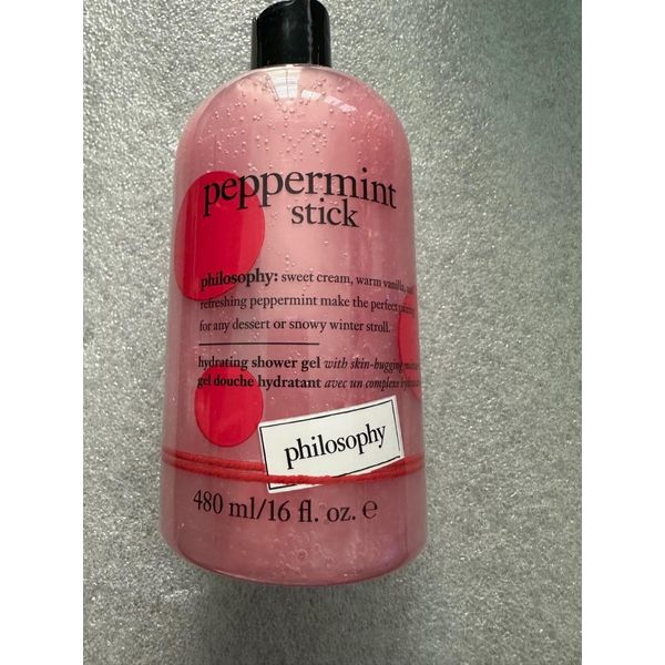 Philosophy Peppermint Stick Shampoo Shower Gel Bubble Bath 16 Ounce New Holiday