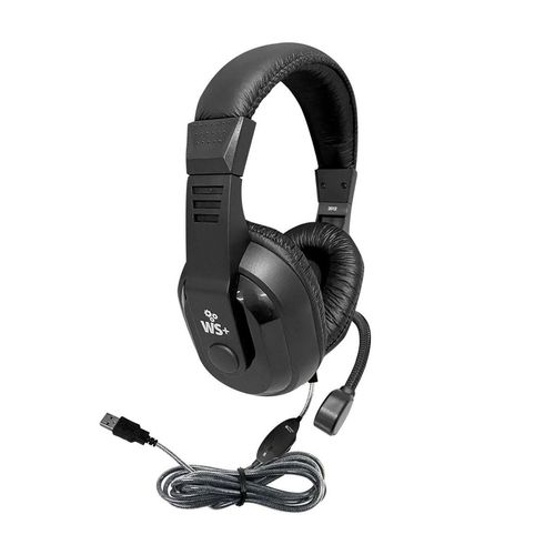 HamiltonBuhl WorkSmart Plus Deluxe Headset - USB with Boom gooseneck Microphone, Padded Headband Leatherette Ear Cushions