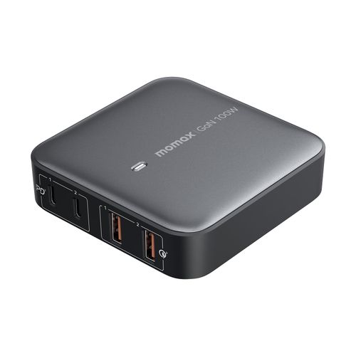 MOMAX USB C Charging Station 100W, GaN Technology, PD & QC 3.0 Fast Charging, 4-in-1 Port Charger Hub for MacBook Pro, Laptop, iPhone, Vision pro, Office, Home, 6.56ft Extention Cord Included
