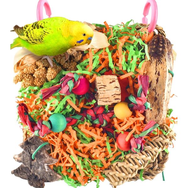 Bird Toys, Conure Grass Mat Foraging Wall Toys Parrot Shredder Toys for Cockatie