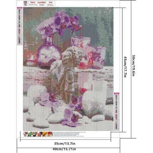 SHEGZHUC Diamond Painting Purple Orchid Buddha 15.7x19.7 in Diamond Painting Kits Zen Diamond Painting Candles Diamond Art Kits Flowers Landscape Scenery Craft Kits Cross Stitch for Home Wall Decor