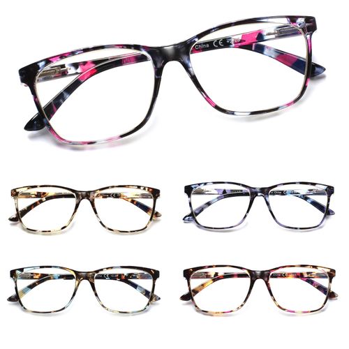 Kerecsen 5 Pack Ladies Reading Glasses Blue Light Blocking Spring Hinge Fashion Pattern Print Eyeglasses for Women (5 Pack Mix Color, 2.50, multiplier_x)
