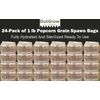 24-Pack Sterilized Popcorn Grain Spawn – 1 lb Bags with Injection Ports