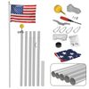 16/20/25ft Sectional Flagpole Aluminum  Kit Outdoor Halyard Pole + 1PC US Flag