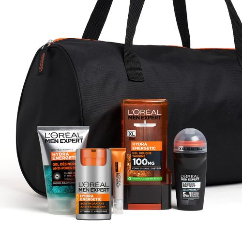 L'Oréal Men Expert - Energy Routine for Men - Anti-Fatigue Symptoms Face & Eyes - Vitamin C, Taurine & Charcoal - Hydra Energetic - 5 Products