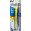 INC. Eraseable Highlighters, Chisel Tip, 2 Count Pack ~ Yellow  Purple