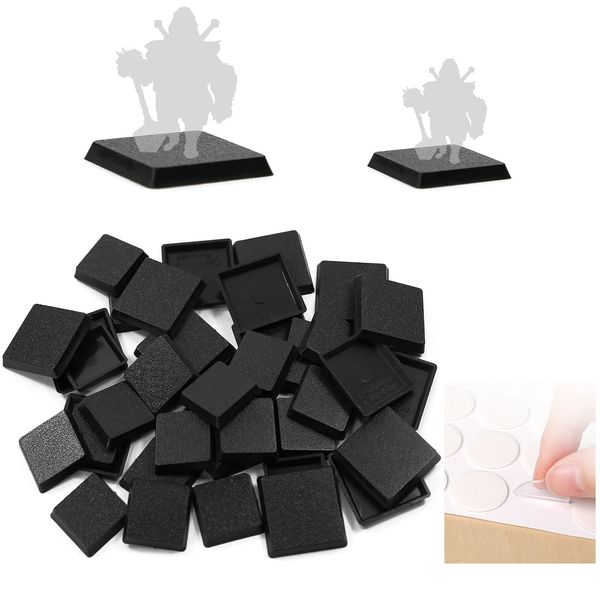 Evemodel 80Pcs Mixed 20mm and 25mm Square Model Base Plastic Base for Sand Table War Games Table and Miniature Game(Square)