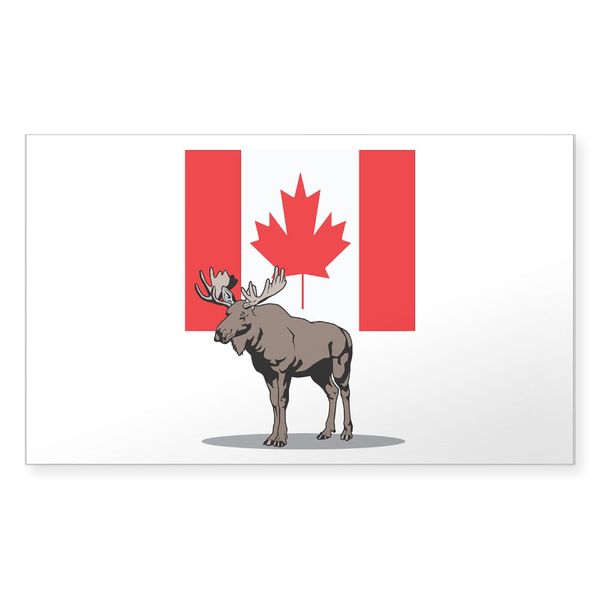 CafePress Canadian Flag with Moose Rectangle Sticker Rectangle Bumper Sticker Car Decal
