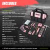 DNA Motoring 44Pcs Level Claw Hammer Long Nose Plier Bits Hand Tools Set Pink