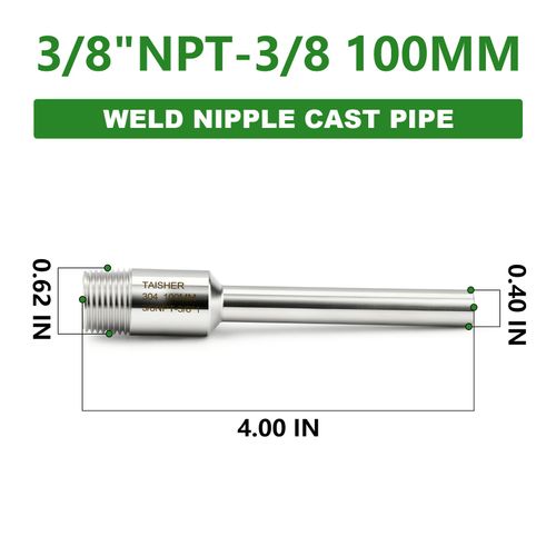 TAISHER 5PCS 304 Stainless Steel Pipe Fittings, 3/8" NPT Male Threaded, 4" Length Weld Nipple Cast Pipe