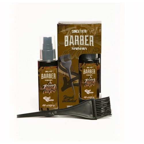 BARBER MARMARA Temporary Hair Color Braun 125 ml/baffi per barba e capelli/elimina il grigio per un aspetto più spesso e pieno, privo di ammoniaca e perossido, miscela finita