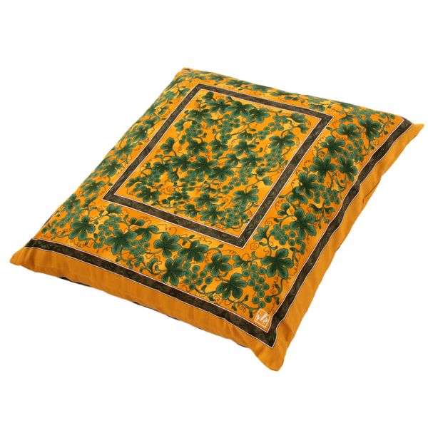 Nishikawa PG02083096 Meisenban Zabuton Cover, 21.7 x 23.2 inches (55 x 59 cm), Washable, Green Grape Pattern, Made in Japan, Yellow