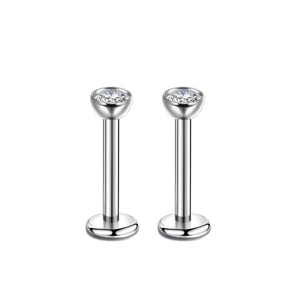 Candyfancy 20/18/16G 2PCS Titanium Threadless Nose Studs – Push-in Nose Piercing with Clear CZ (6/8/9/10/12mm)