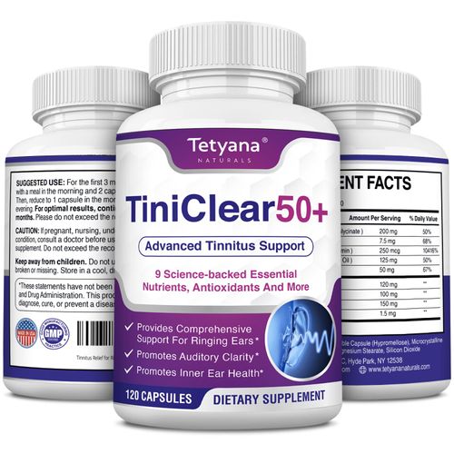Tinnitus Relief for Ringing Ears: Advanced Tinnitus Support Supplement for Men & Women Over 50 - Naturally Improve Inner Ear Health & Auditory Clarity - 120 Capsules Made in USA