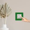 Single Socket Surround | Square | Acrylic Back Panel or Finger Plate | Light Switch Plug (Dark Green)