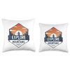 Explore The Mountains Outdoors Nature Hiking with Backpack Throw Pillow