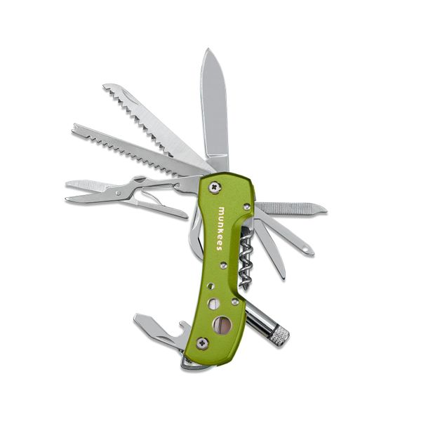 munkees, Taschenmesser mit 15 Funktionen, Grün, 2581