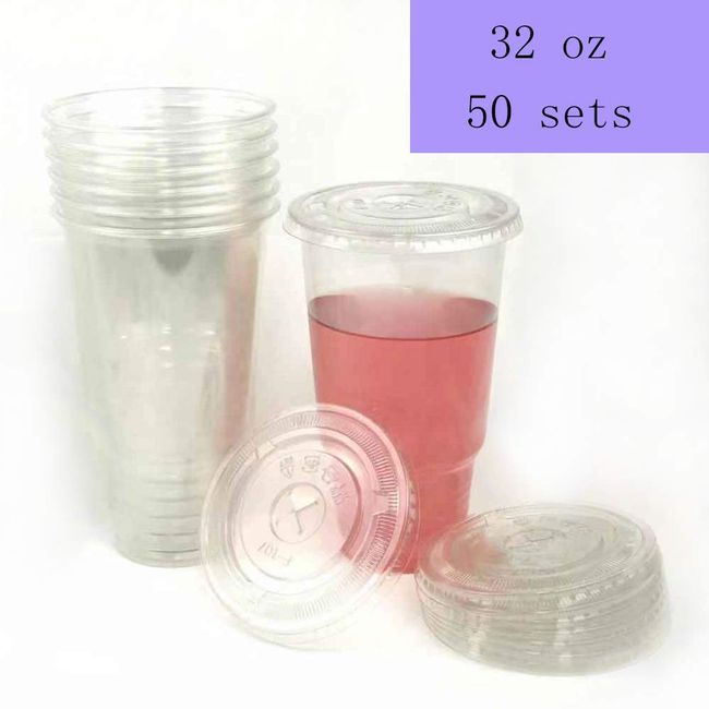 Transparent Disposable Cups with Lid Bubble Tea Coffee Water Cup