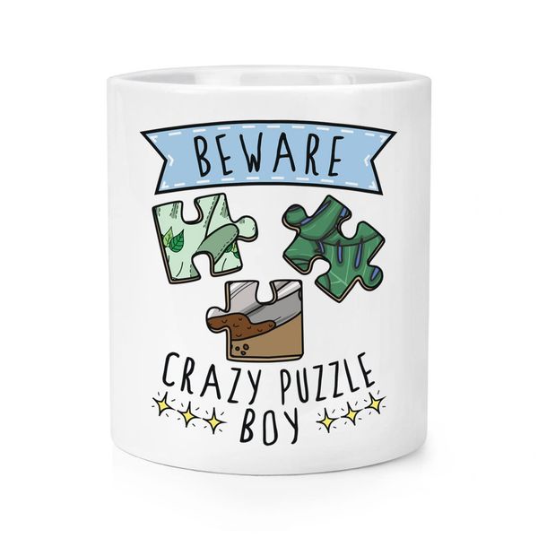 Beware Crazy Puzzle Boy Makeup Brush Pencil Pot