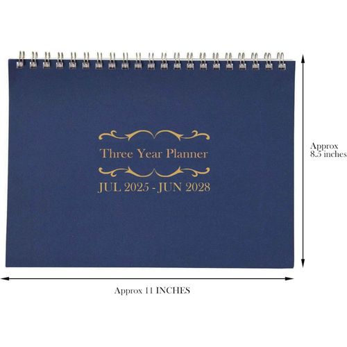 Kerixi 3 Year Calendar Monthly Planner Spiral Bound Approx 11" x 8.5" Start On JULY (Blue)