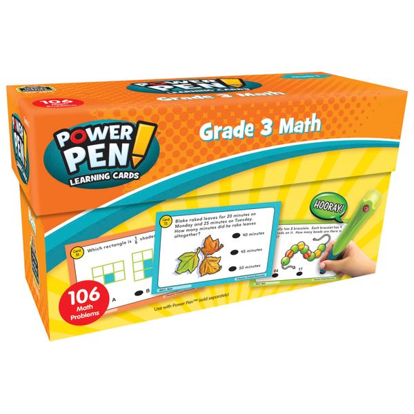 Teacher Created Resources Power Pen Learning Cards: Math (Gr. 3), 5.5", x 3.5", Multicolor