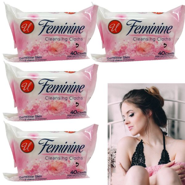 160 Sensitive Daily Gentle Feminine Wipes Cloths Soft Cleansing Removes Odor 4pk