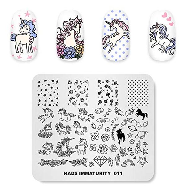 Alexnailart Nail Stamping Plate Dream Unicorn Crystal Flower Multi-Pattern Stamping Template Print Image Nail Art Stamper Scraper Nails Tool