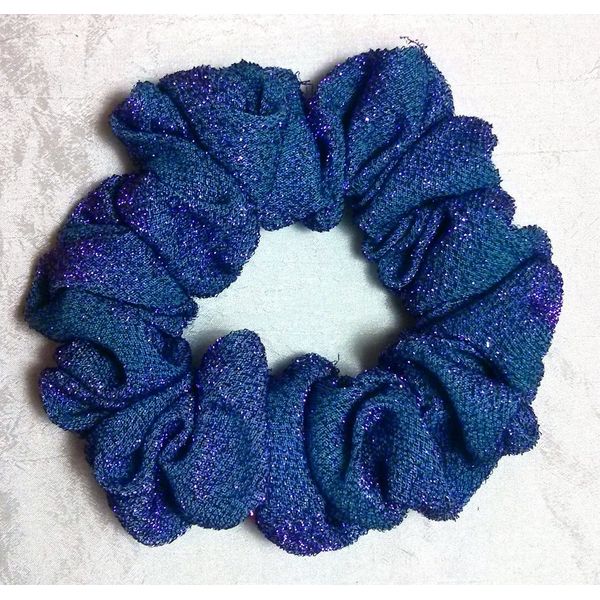 Turquoise and Lavender Glitter Scrunchie-Full - Made in the USA