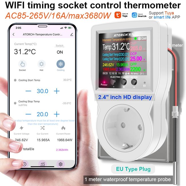 Wi-Fi Temperature Hygrometer Sensor, Thermometer Humidity Hubs &  Controller, If Link with a TUYA Plug or IR Remote, Smart Control Heating  Fan Cooling