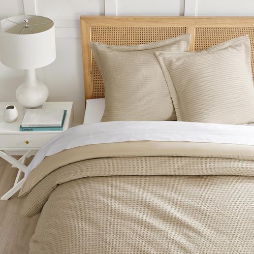 Levtex Home - Cloud Waffle Taupe Euro Shams - Waffle Weave - Taupe - Euro Sham Set of 2 (26x26in.), No Insert- Cotton