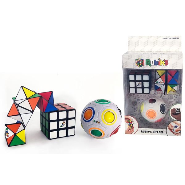 Rubiks 3 Piece Gift Set | Rainbow Ball | Squishy Cube | Magic Star