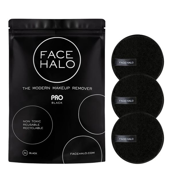 Face Halo Pro | 3-Pack | Reusable Makeup Remover | HaloTech Fibers | Just Add Water | Non-toxic | Chemical Free | Gentle | All Skin Types & Sensitivity | Eco-friendly | Saves money