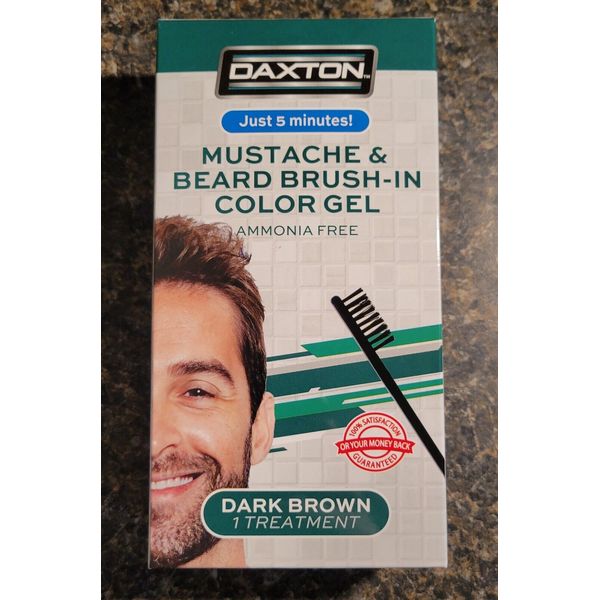 Daxton Mustache & Beard DARK BROWN Treatment Brush-In Color Gel Dye Exp0321