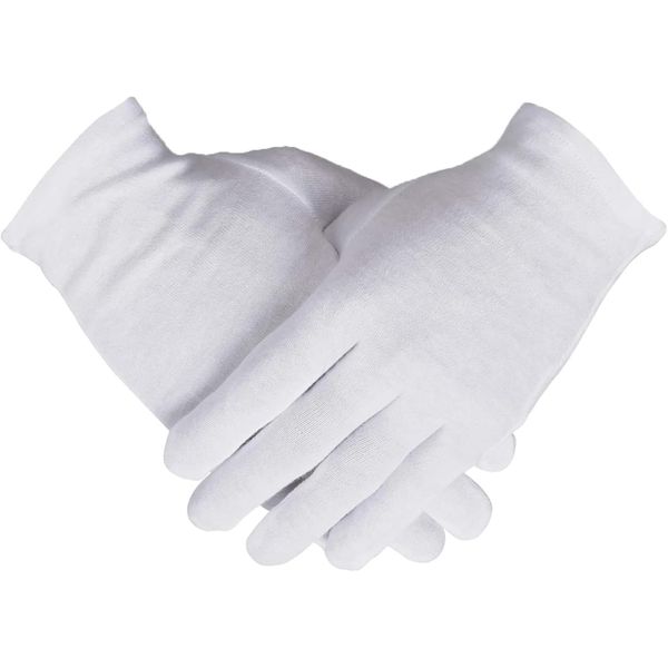 16 Pcs White Gloves Fancy Dress, Cotton Gloves for Eczema, Soft Moisturizing Gloves Suitable for Coin Handling Services Parade Formal Guard Police Wedding Formal Tuxedo Jewelry Inspection