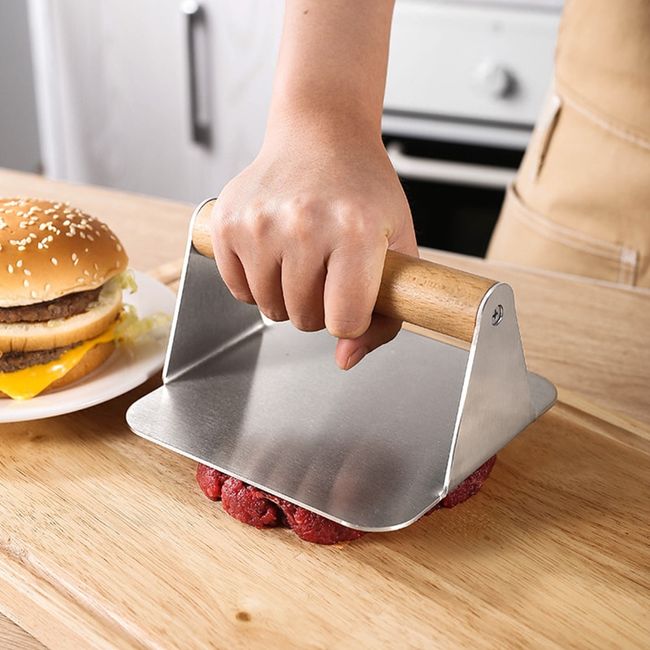 Stainless Burger Press Meat Smasher Hamburger Steak No-Rust for Griddle BBQ