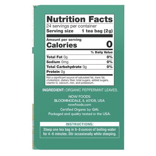 NOW Foods Give a Tea™ Organic Peppermint Tea, Caffeine-Free, 24 bags