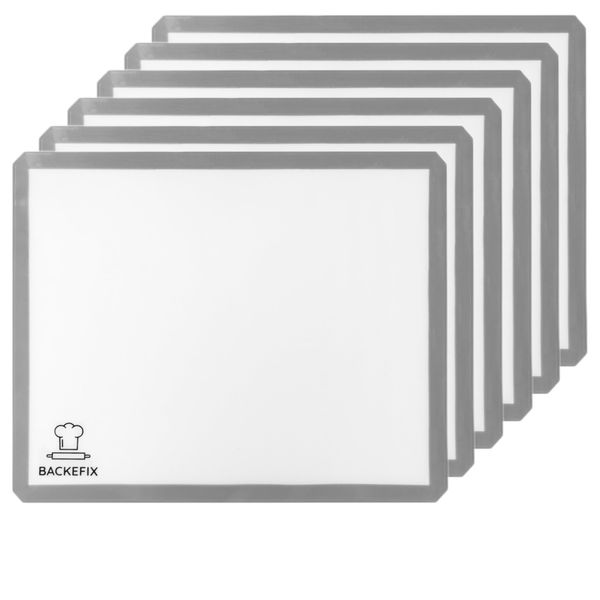 Backefix 6x 40x30 cm Original Backfolie wiederverwendbar Silikon Backmatte BPA frei - einfach, umweltbewusst und gesund backen, spülmaschinenfest