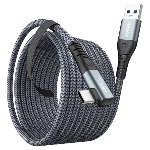 SUNGUY Link Cable 6M Meta Oculus Quest 2/3/Pro/Pico4 and PC/Steam VR 5Gbps High Speed PC Data Transfer USB 3.0 to USB C Cable for VR Headset Accessories