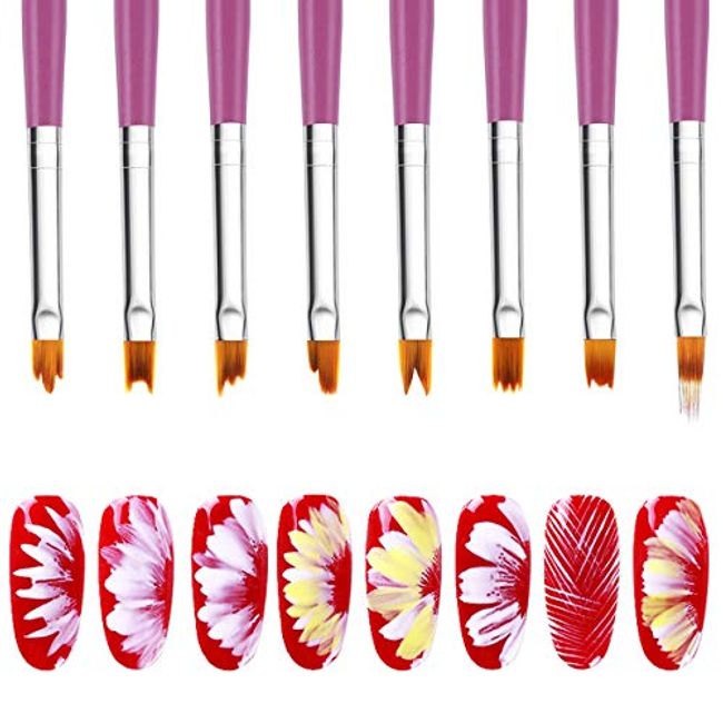 8Pcs Flower Drawing Pen Gradient DIY Nail Art Brush Set Painting Drawing  Tip Acrylic Gel UV Polish Nail Art Design Manicure Tool