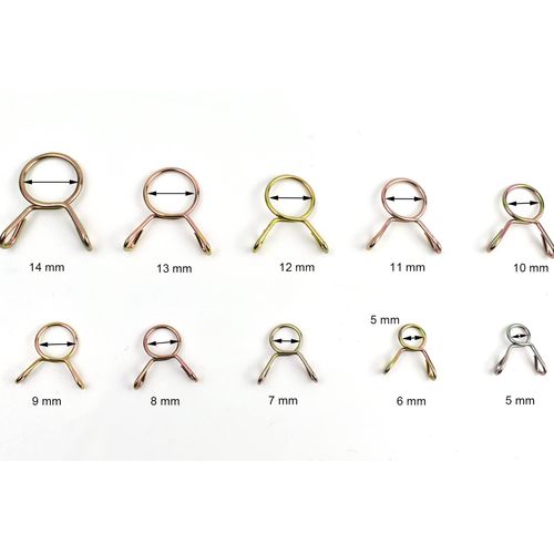 Hose Clamps Set 10 Sizes Hose Clips Spring Clamp for Pipe Clamps 5 mm - 14 mm