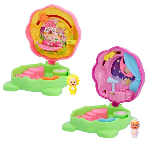 CRY BABIES Little Changers Sunny & Moon Pack of 2 Collectible capsules in the shape of a Flower that include two mini Dolls, two Pipettes and two Leaflets +3 Years