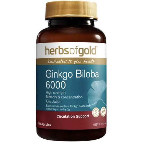 Ginkgo Biloba 6000 60 Caps Herbs of Gold