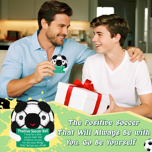 Positive Soccer Birthday Gifts for Men, Handmade Crochet Self-Care Gifts for Women, Inspirational Gift for Teen Friends, Coworker, Cute Present for Christmas, Thanksgiving