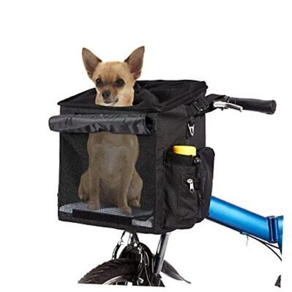 Pet Bicycle Carrier Waterproof Dog Bike Basket Bag with Bicycle Black